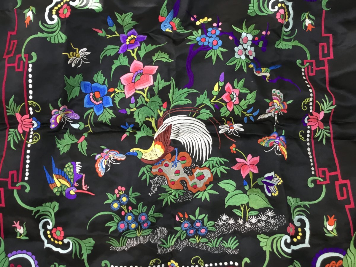 Embroidered Black Silk Square, China