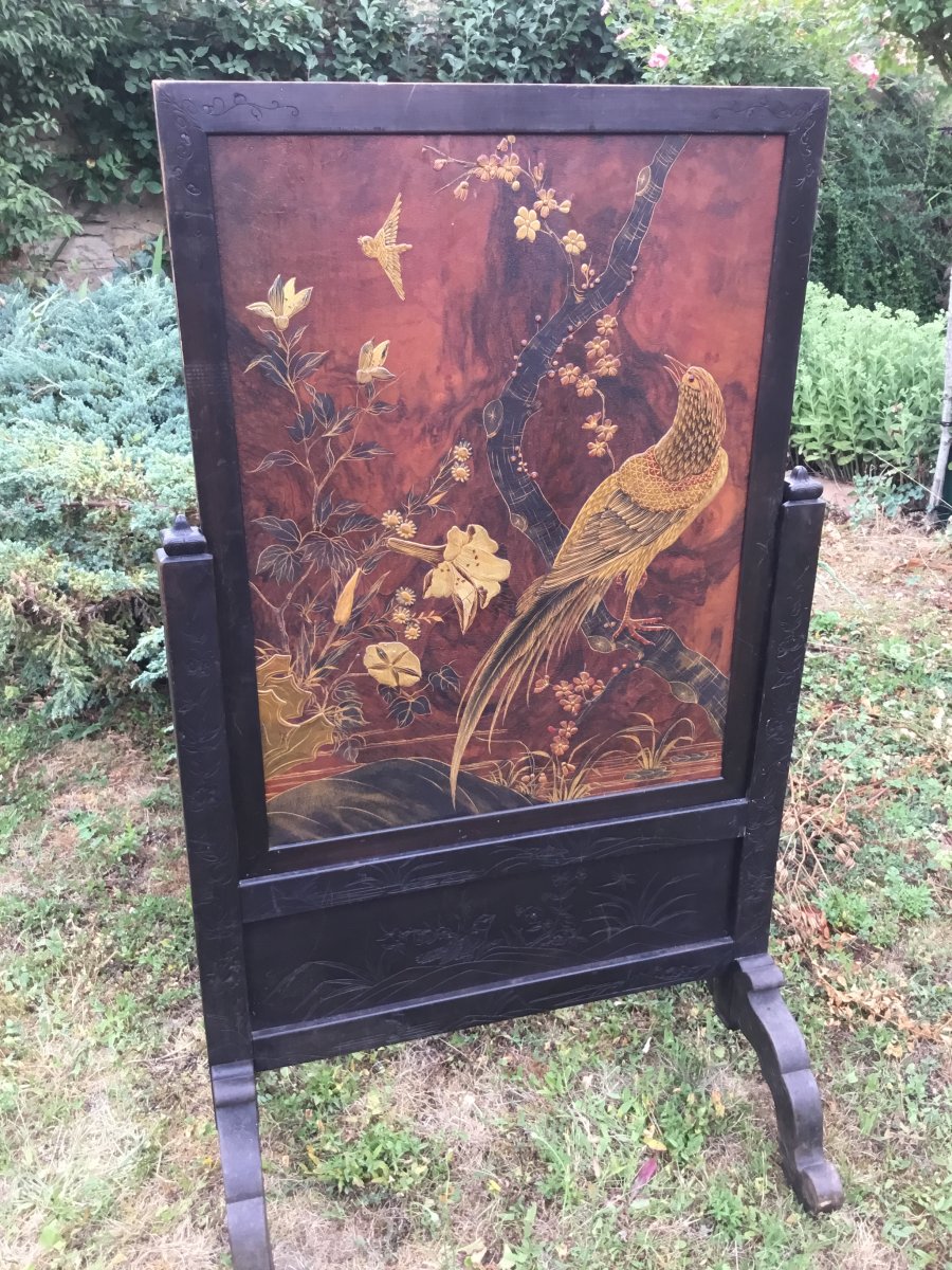 Large Screen Lacquered Wood Japonisant, Dlg De Viardot-photo-2