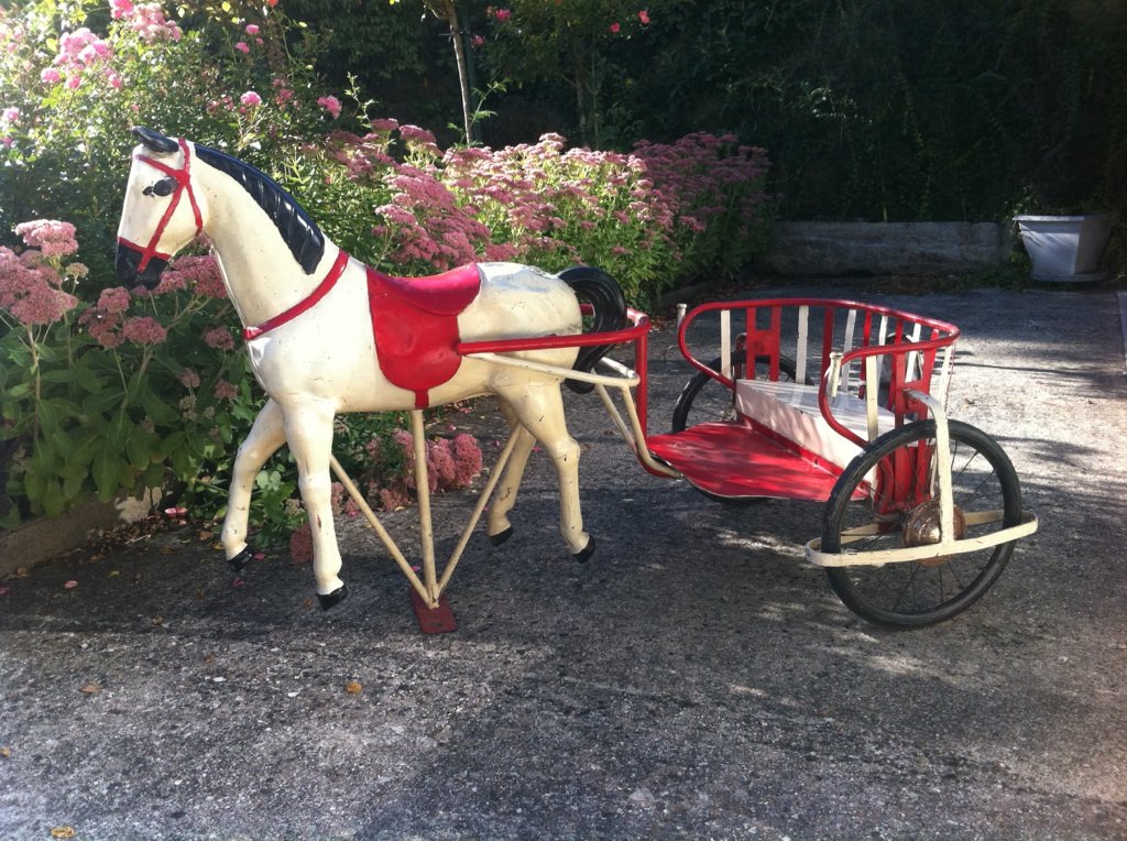 Sulky De Manège En Tôle, Années 50-photo-1