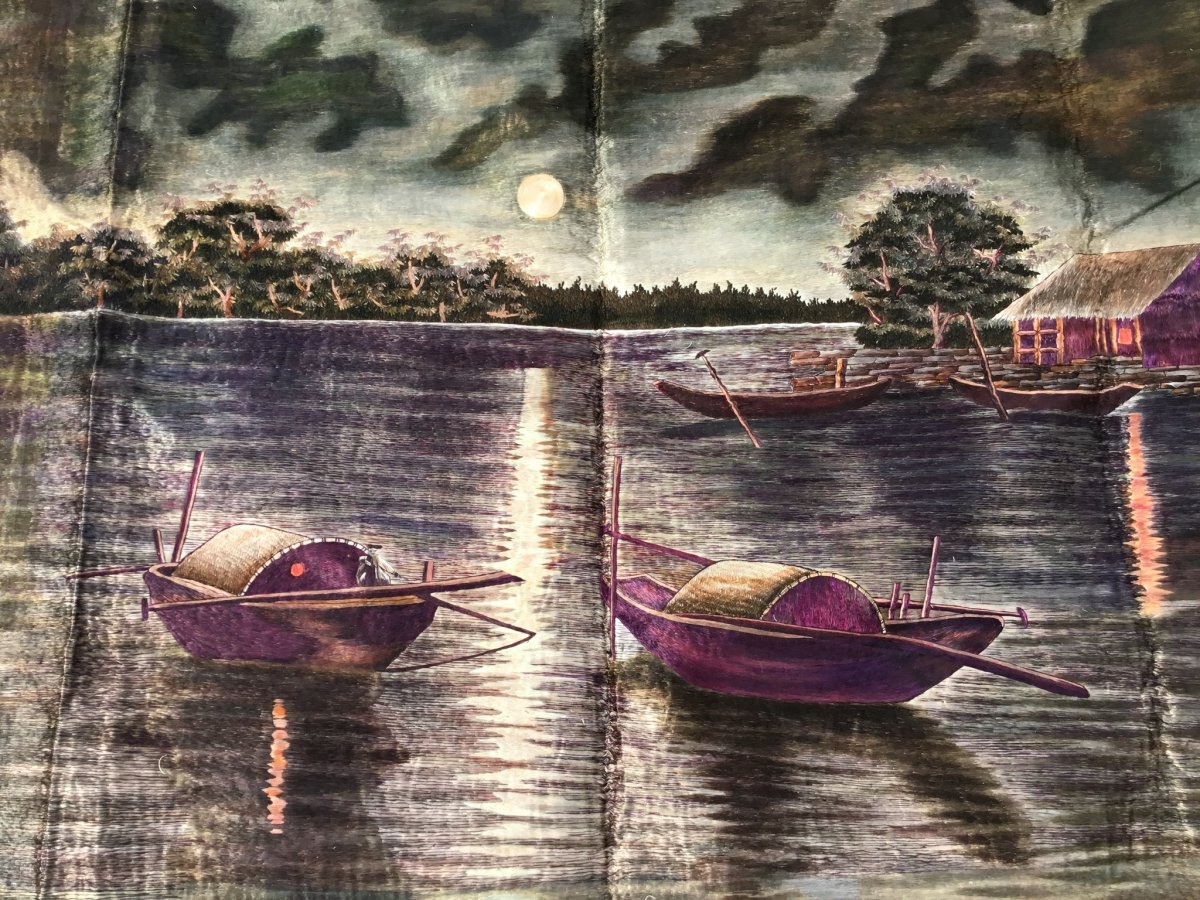 Lagoon, Silk Embroidery, Japan, Meiji Period-photo-4