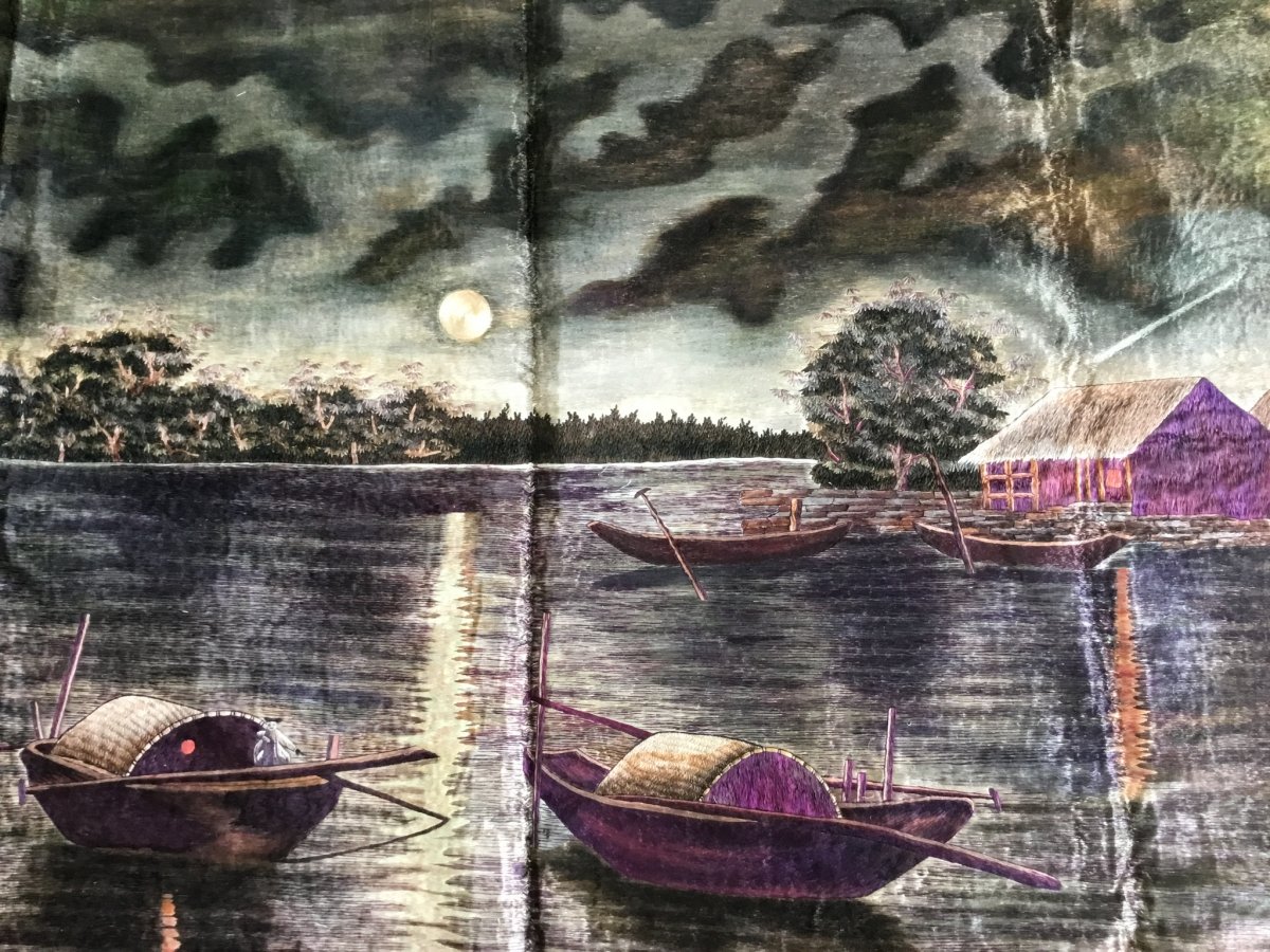 Lagoon, Silk Embroidery, Japan, Meiji Period-photo-3
