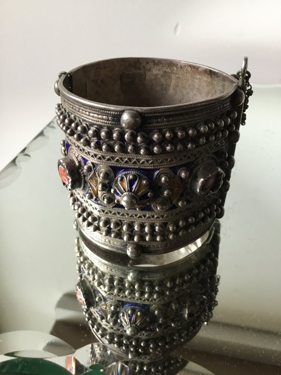 Large Kabylie Berber Articulated Bracelet (xixth Century).-photo-3
