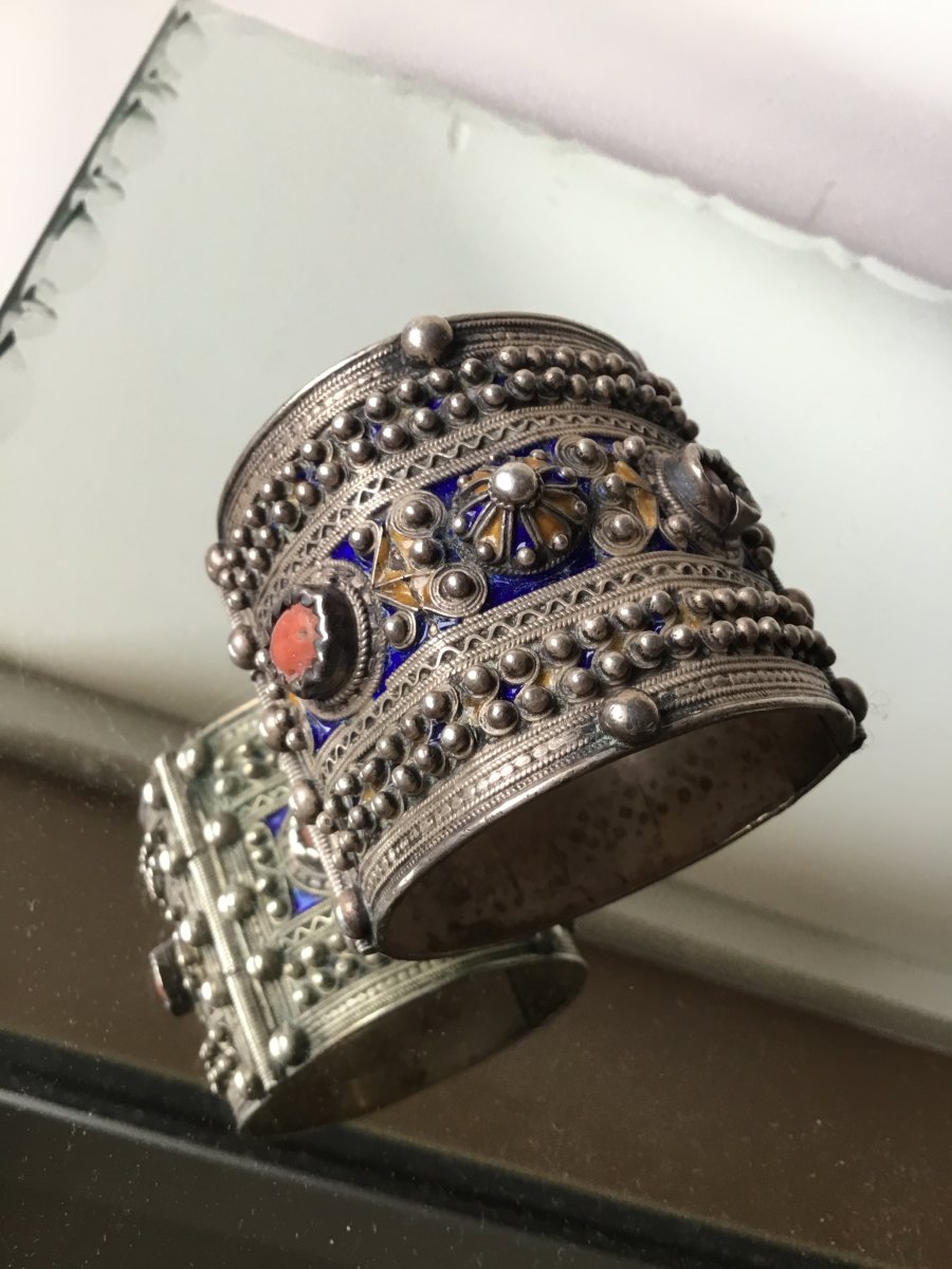 Large Kabylie Berber Articulated Bracelet (xixth Century).-photo-4