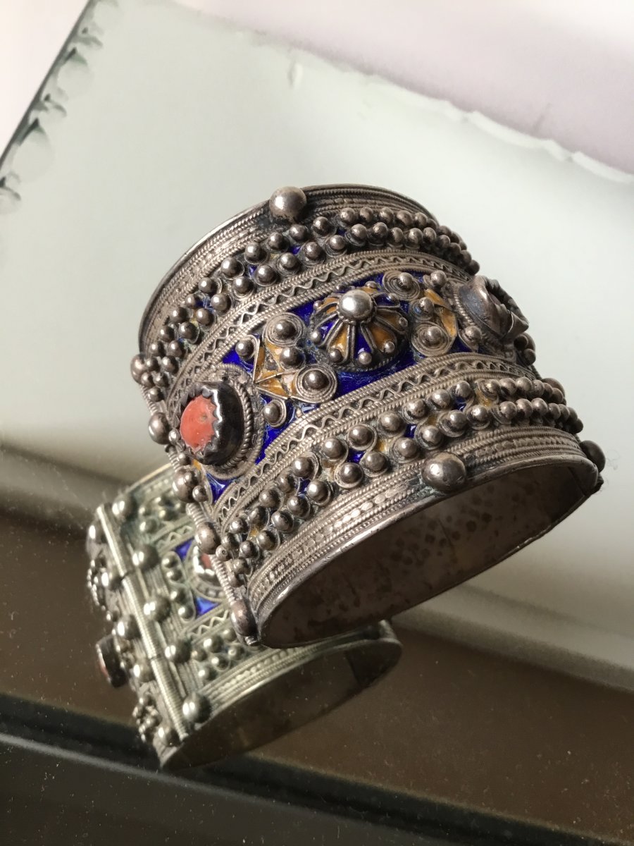 Large Kabylie Berber Articulated Bracelet (xixth Century).-photo-1