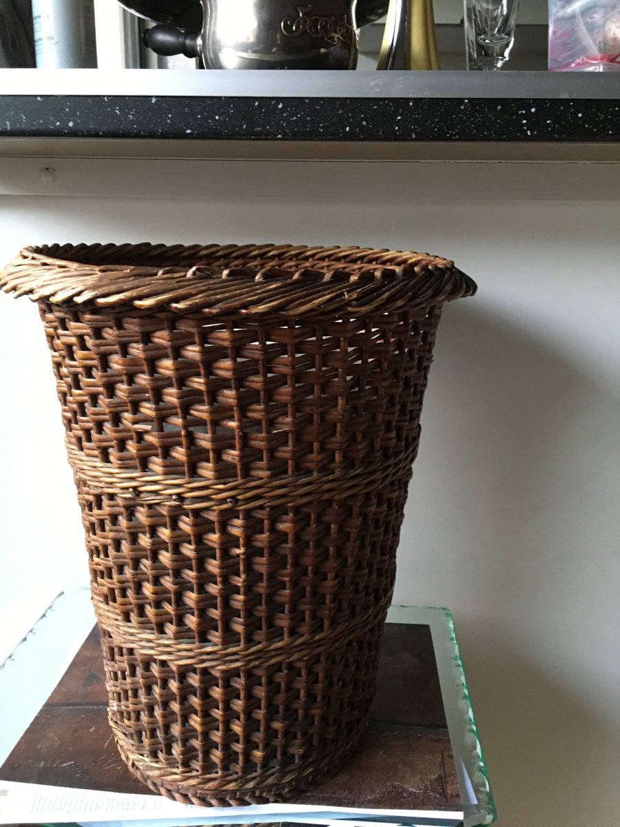 Woven Wicker Wastebasket-photo-2