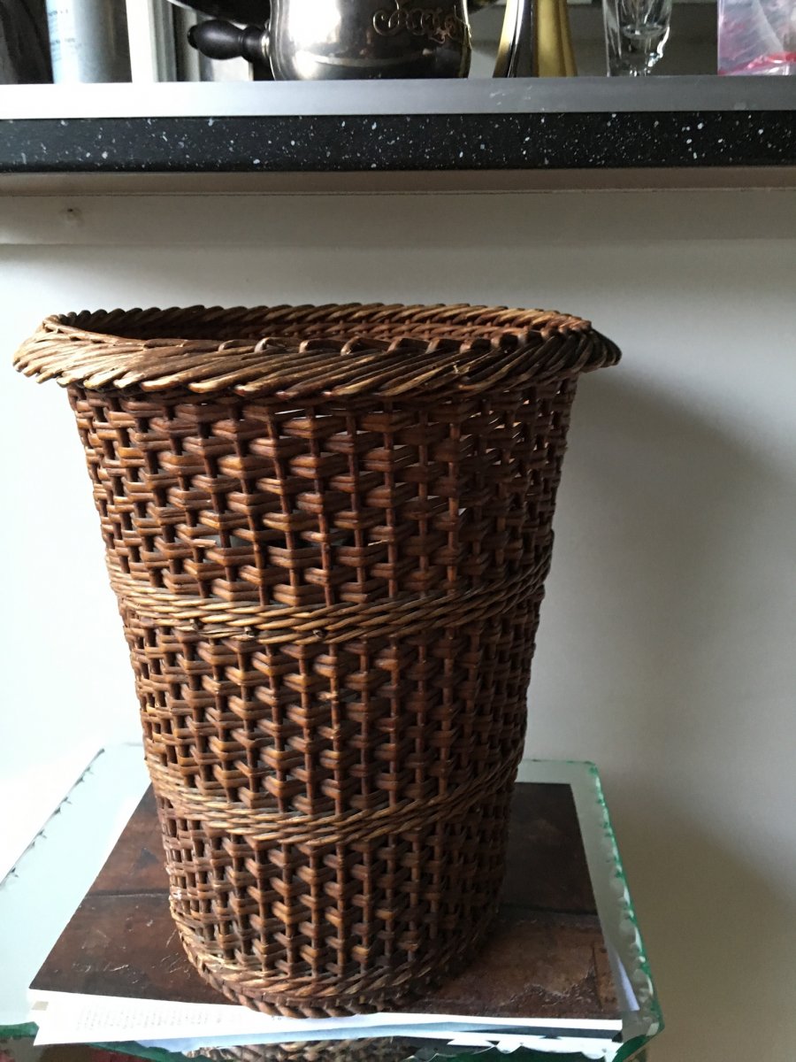 Woven Wicker Wastebasket-photo-3