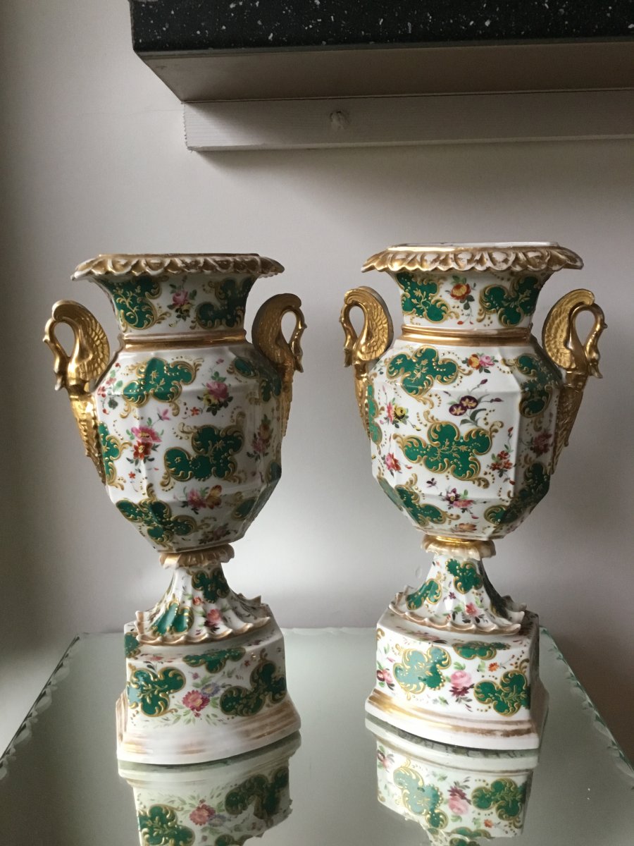  Paire De Vases Porcelaine De  Paris , époque Charles X-photo-7