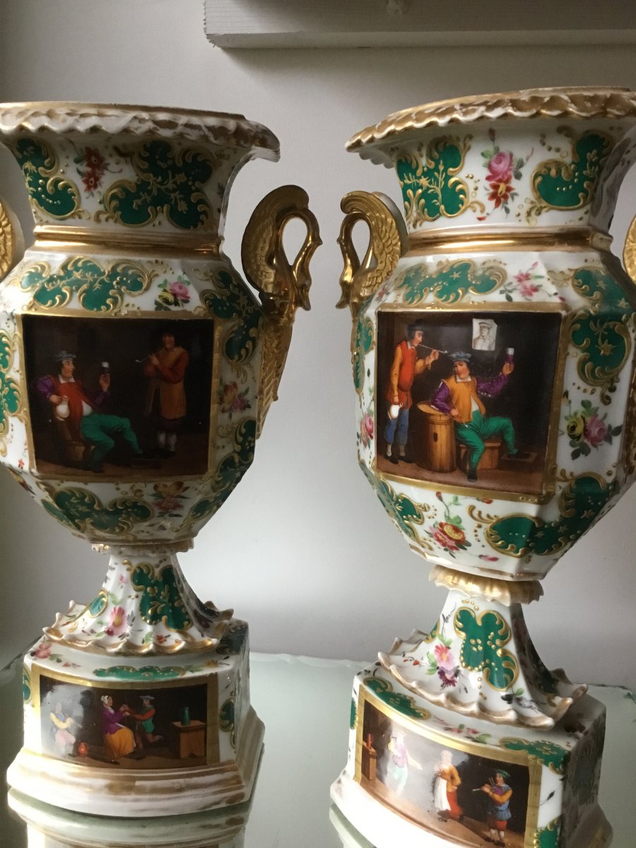  Paire De Vases Porcelaine De  Paris , époque Charles X-photo-8