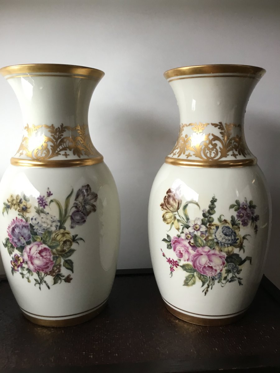 Grande Paire De Vases En Porcelaine Au Vase Étrusque -photo-2