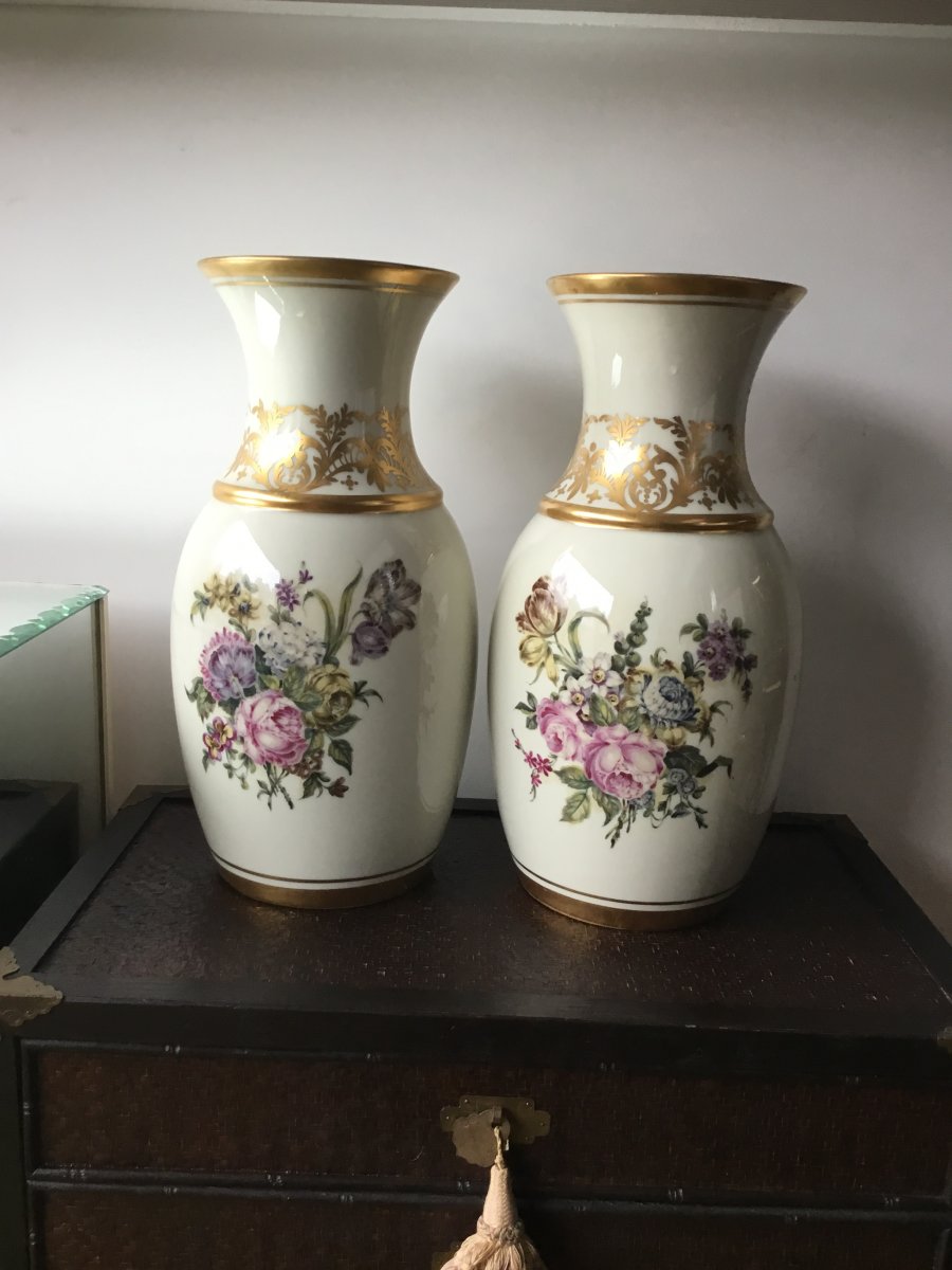 Grande Paire De Vases En Porcelaine Au Vase Étrusque -photo-1