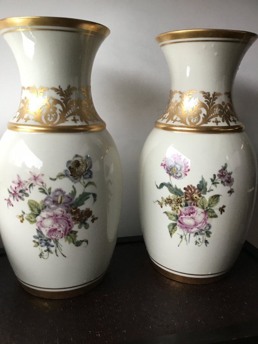 Grande Paire De Vases En Porcelaine Au Vase Étrusque -photo-5