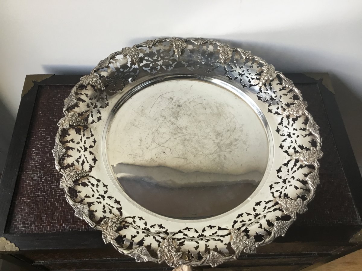 Silver Tray With Grape Bunches-photo-2