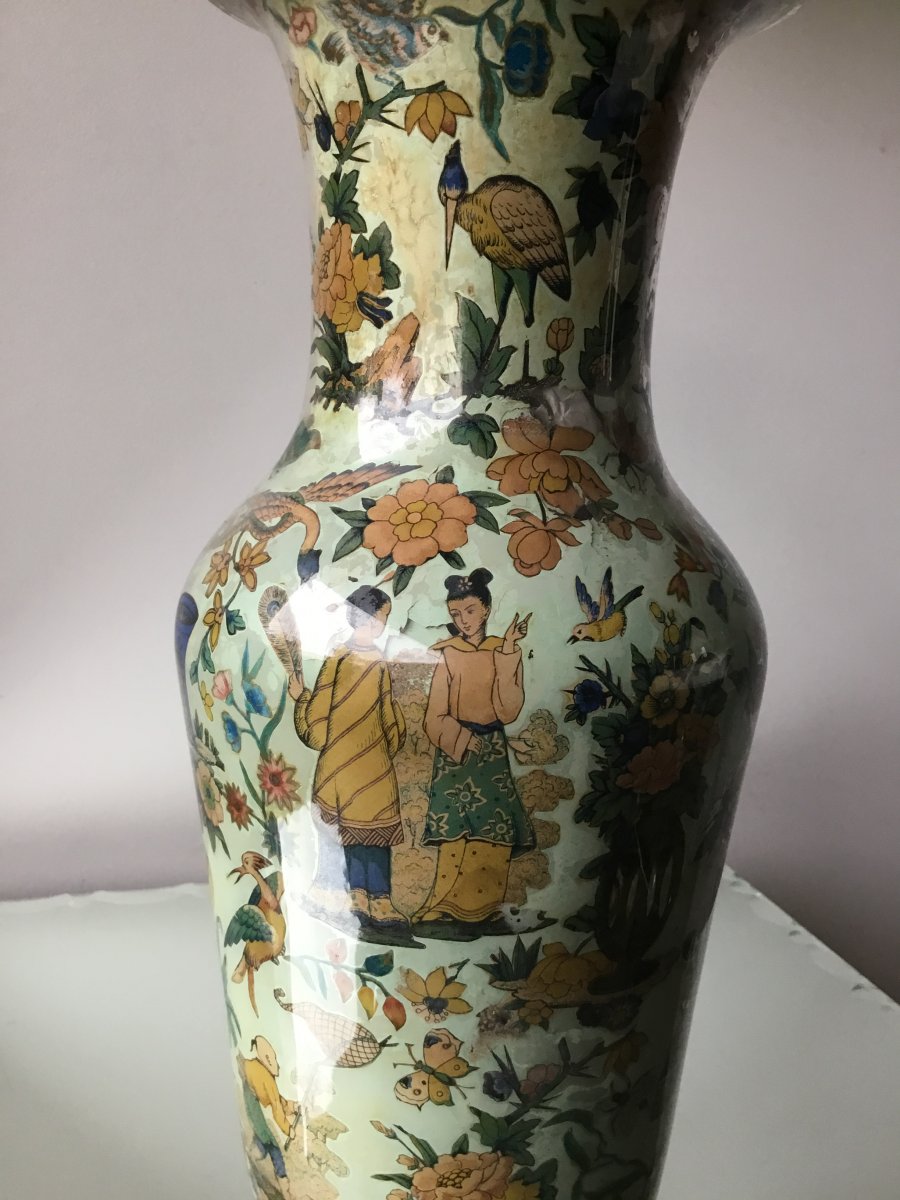Vase En Verre Soufflé , Décor Aux Chinois-photo-3