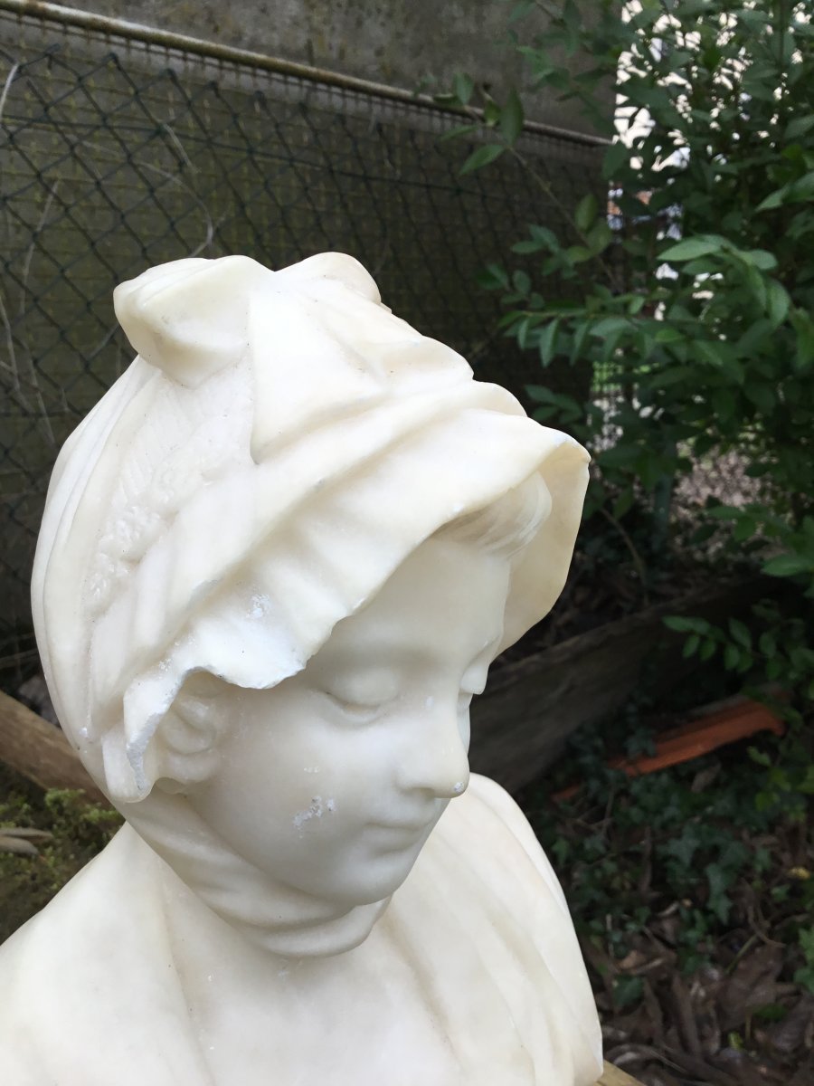 Jean-baptiste Greuze d'After: Bust Of Young Girl In Alabaster-photo-2