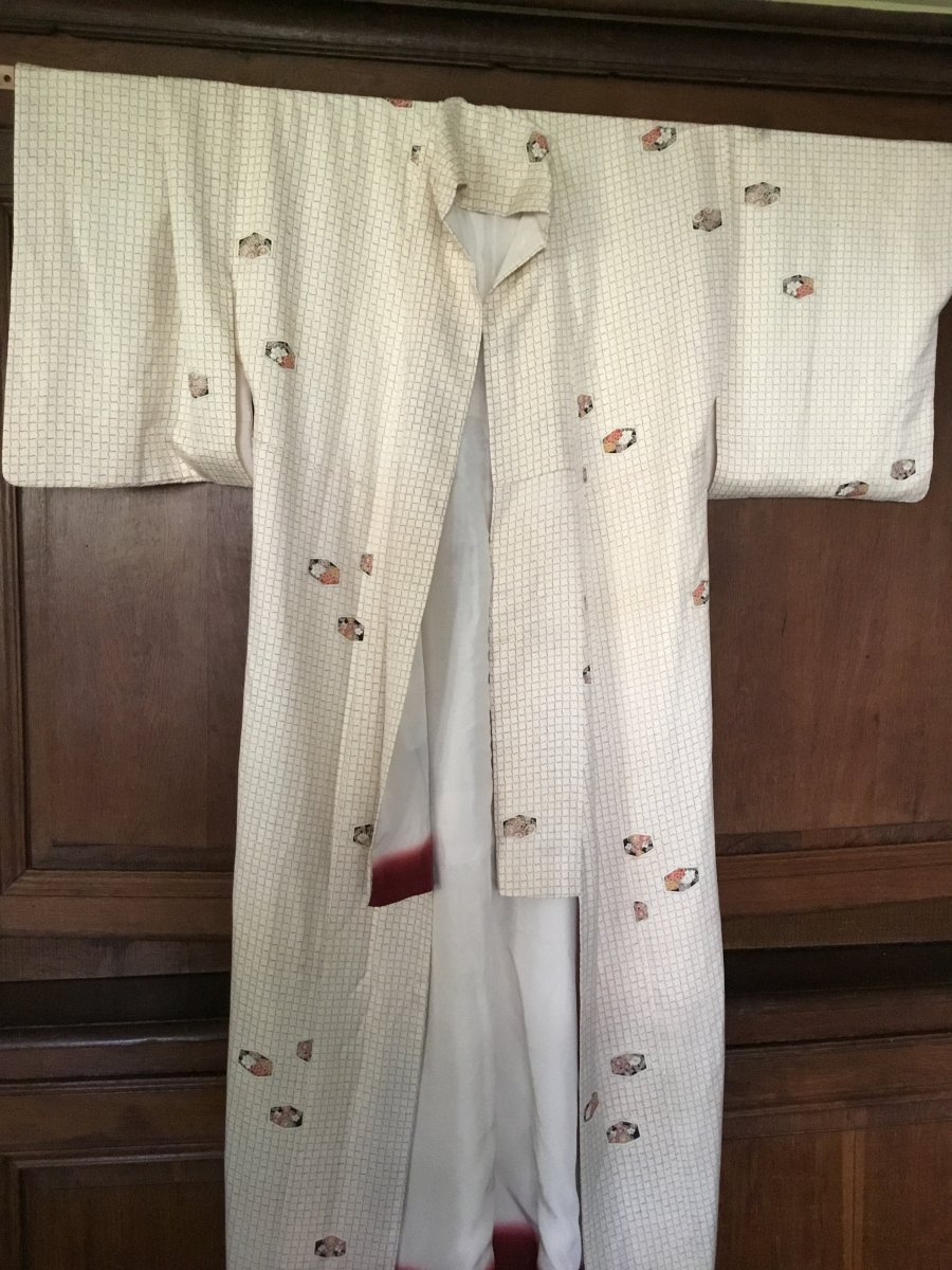 Kimono, In Natural Silk, Japan, Around 1960-photo-2