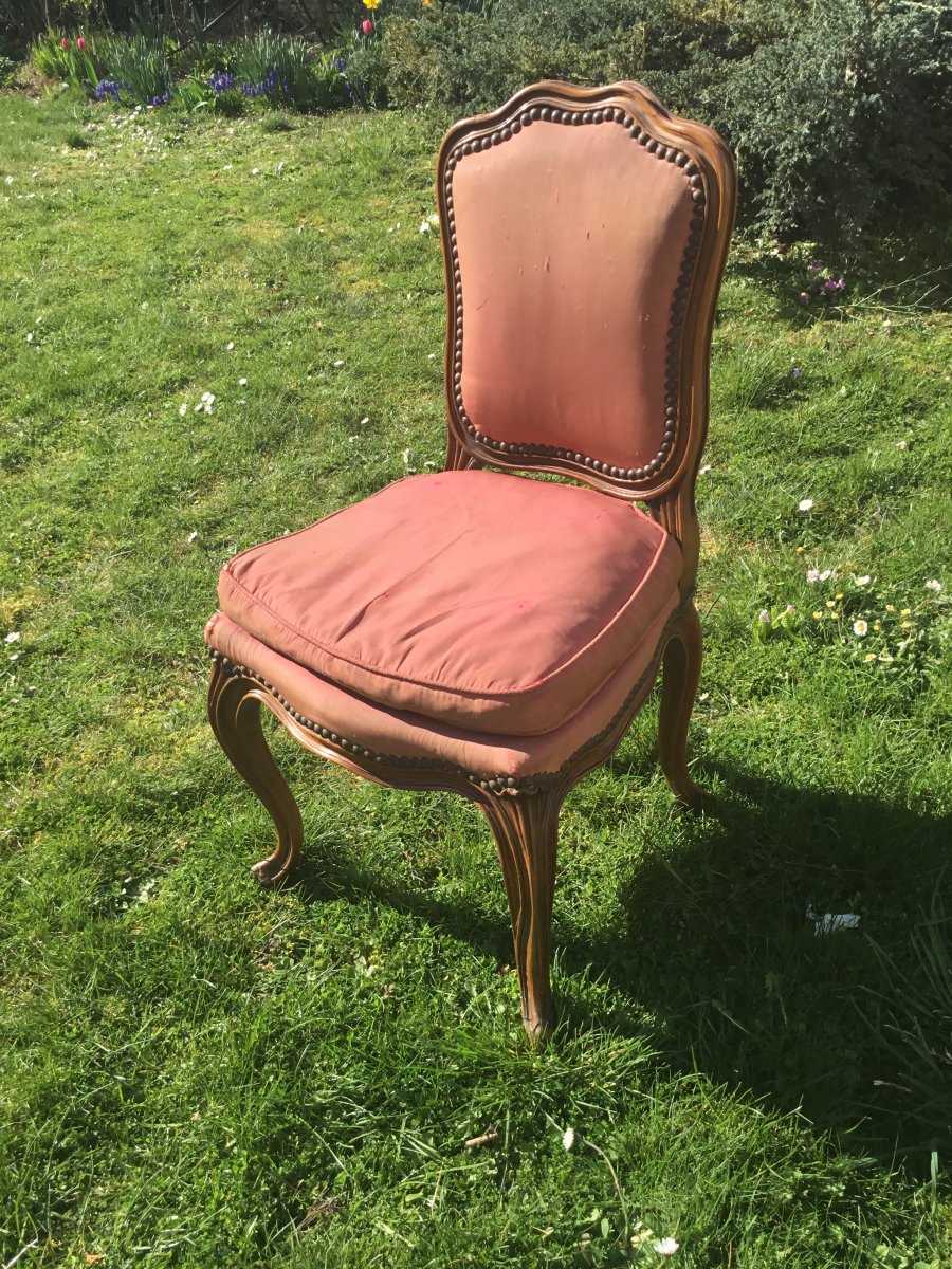 Chaise Denfant En Bois Naturel De Style Louis XV-photo-3