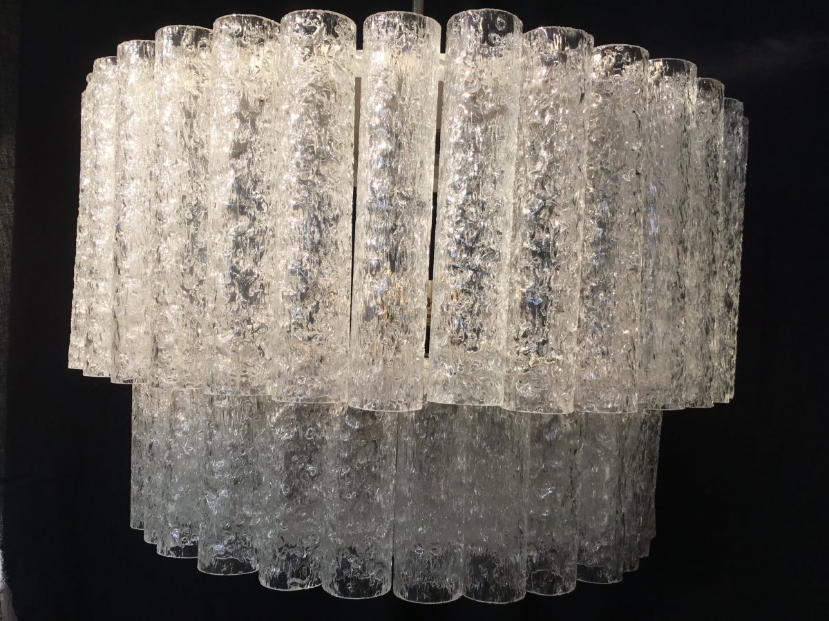 Lustre En Verre De Murano, Tubes Transparents  Vers 1960-photo-4