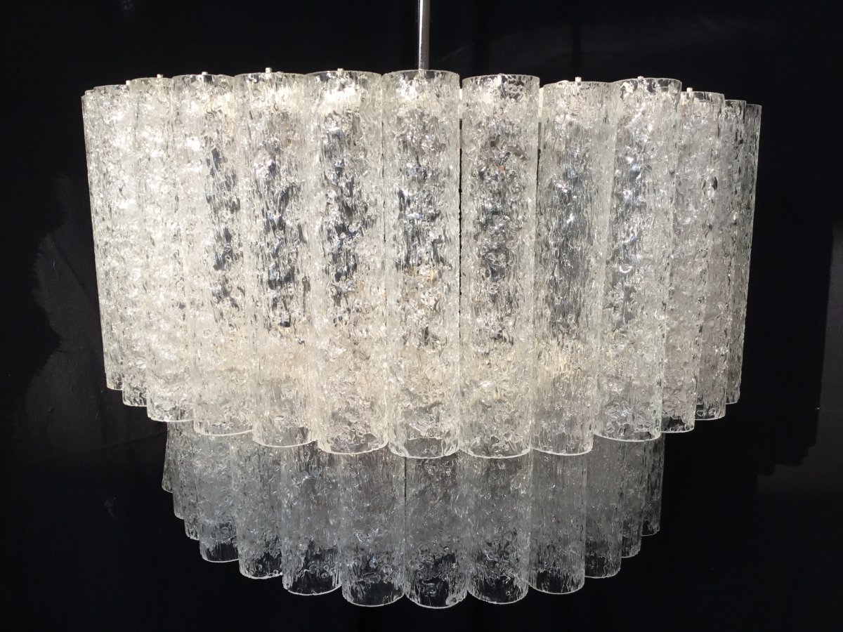 Lustre En Verre De Murano, Tubes Transparents  Vers 1960-photo-2