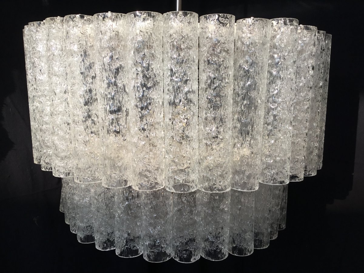 Lustre En Verre De Murano, Tubes Transparents  Vers 1960-photo-3