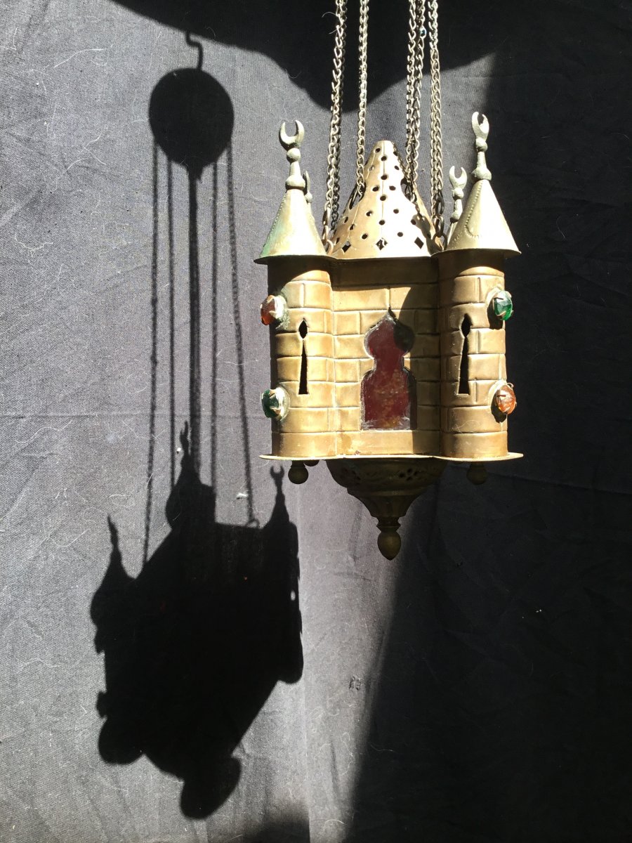 Lampe De Prière Photophore En Cuivre, XIXème-photo-3