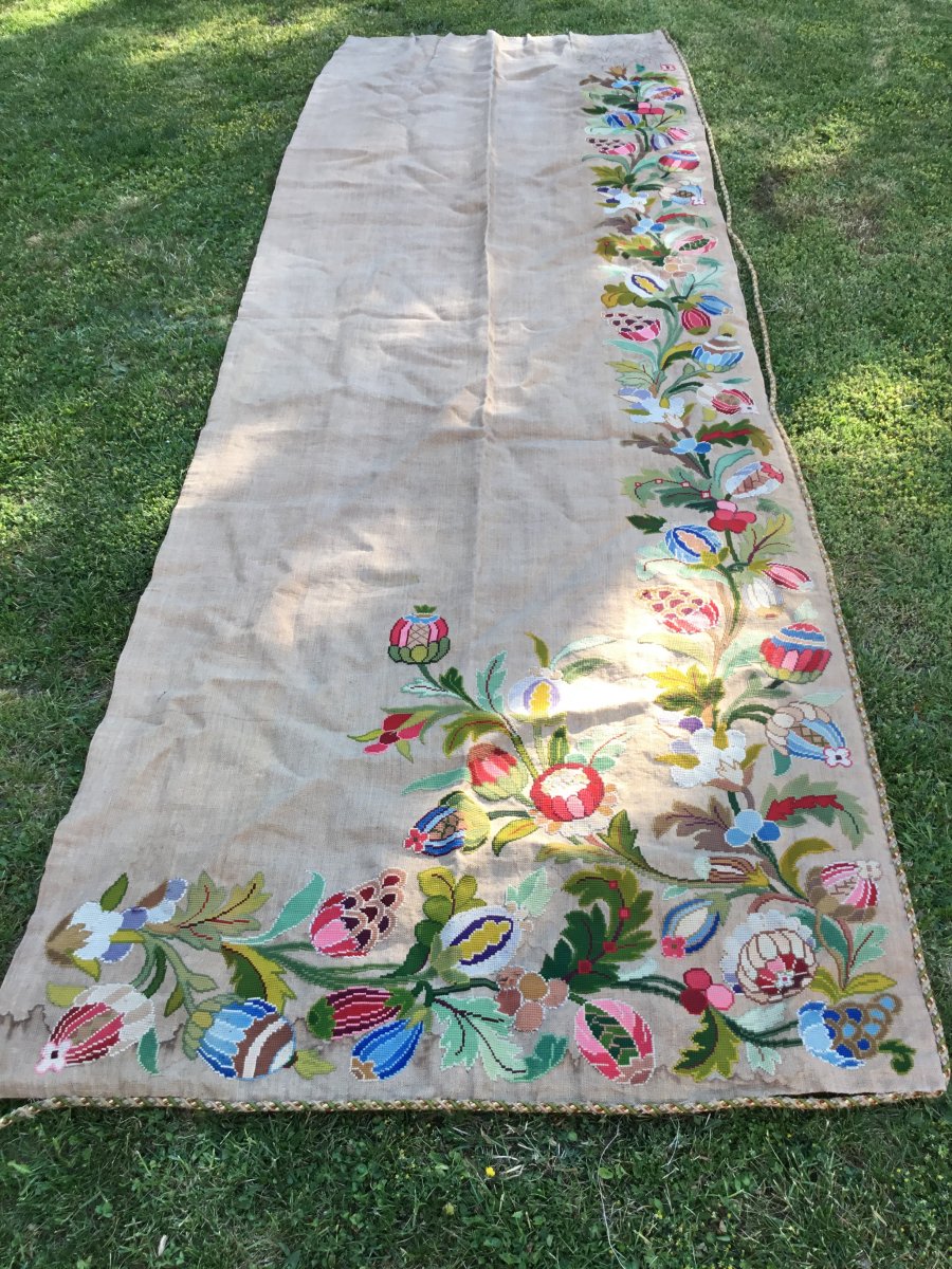 Large Art Deco Point Embroidery On Canvas (330 Cm)-photo-6