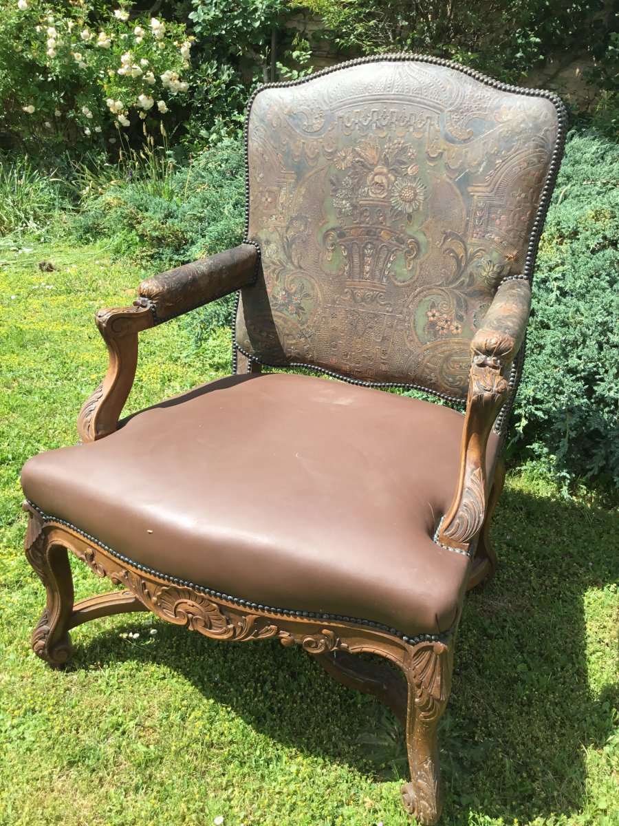 Large Spacer Armchair Covered With Cordoba Leather-photo-2