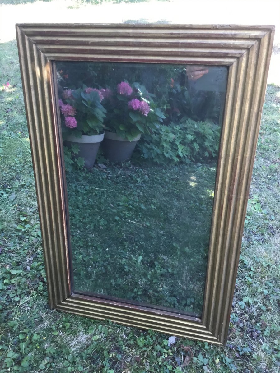 Louis XVI Mirror, In Golden Wood, Fluted, XVIIIth-photo-4