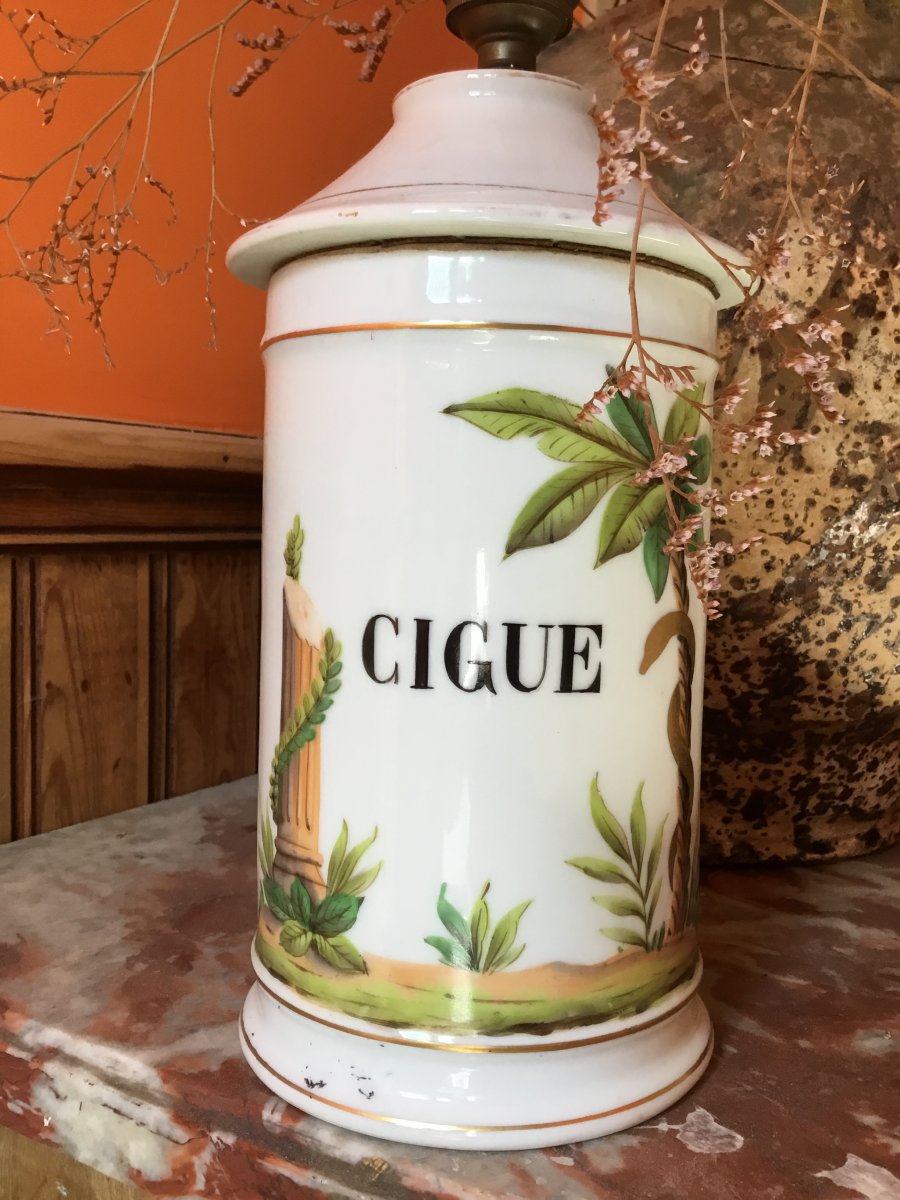Pied De Lampe Flacon De Pharmacie En Porcelaine-photo-2