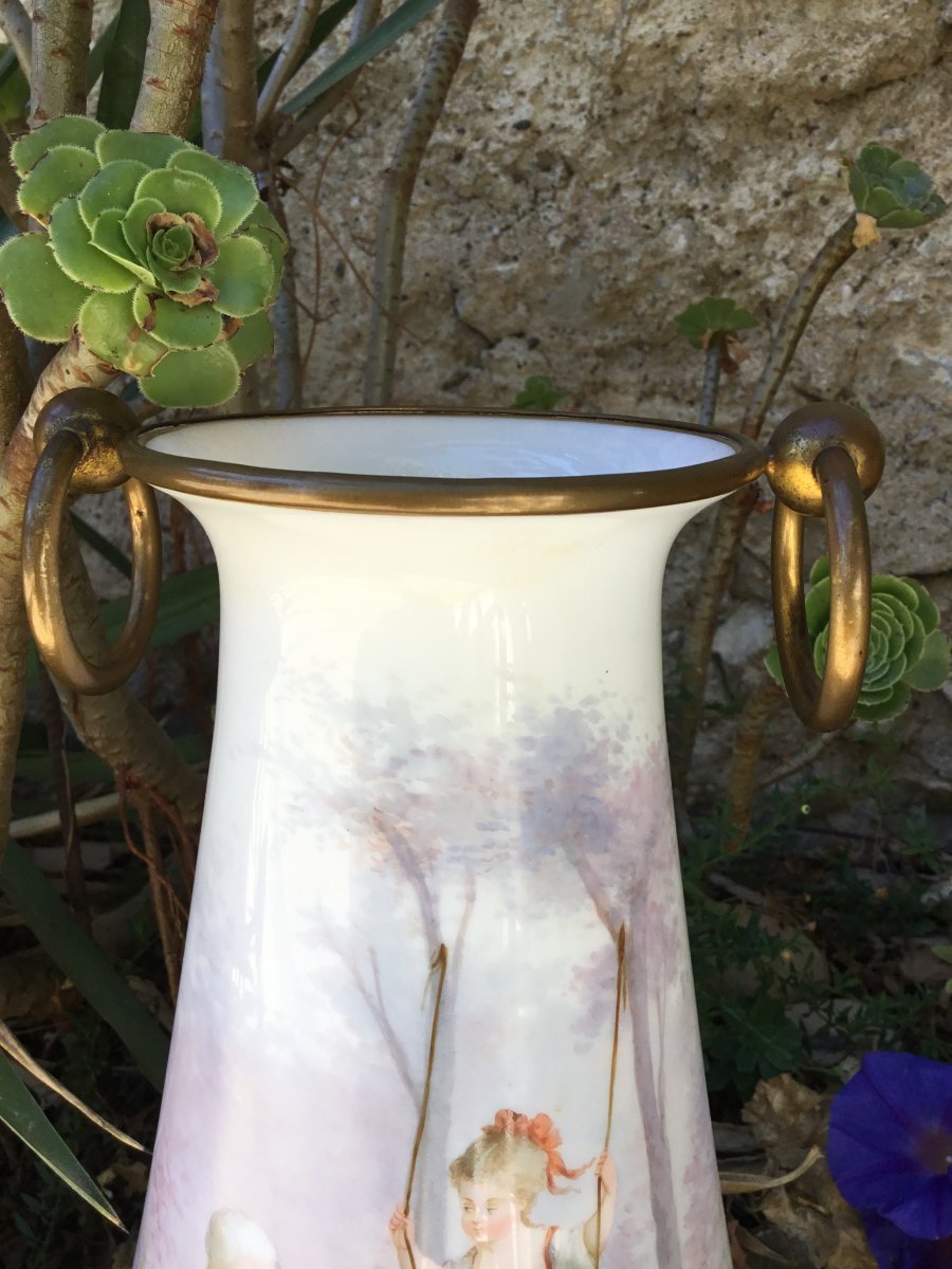 Opaline Vase With Romantic Decor With Escarpolette-photo-1