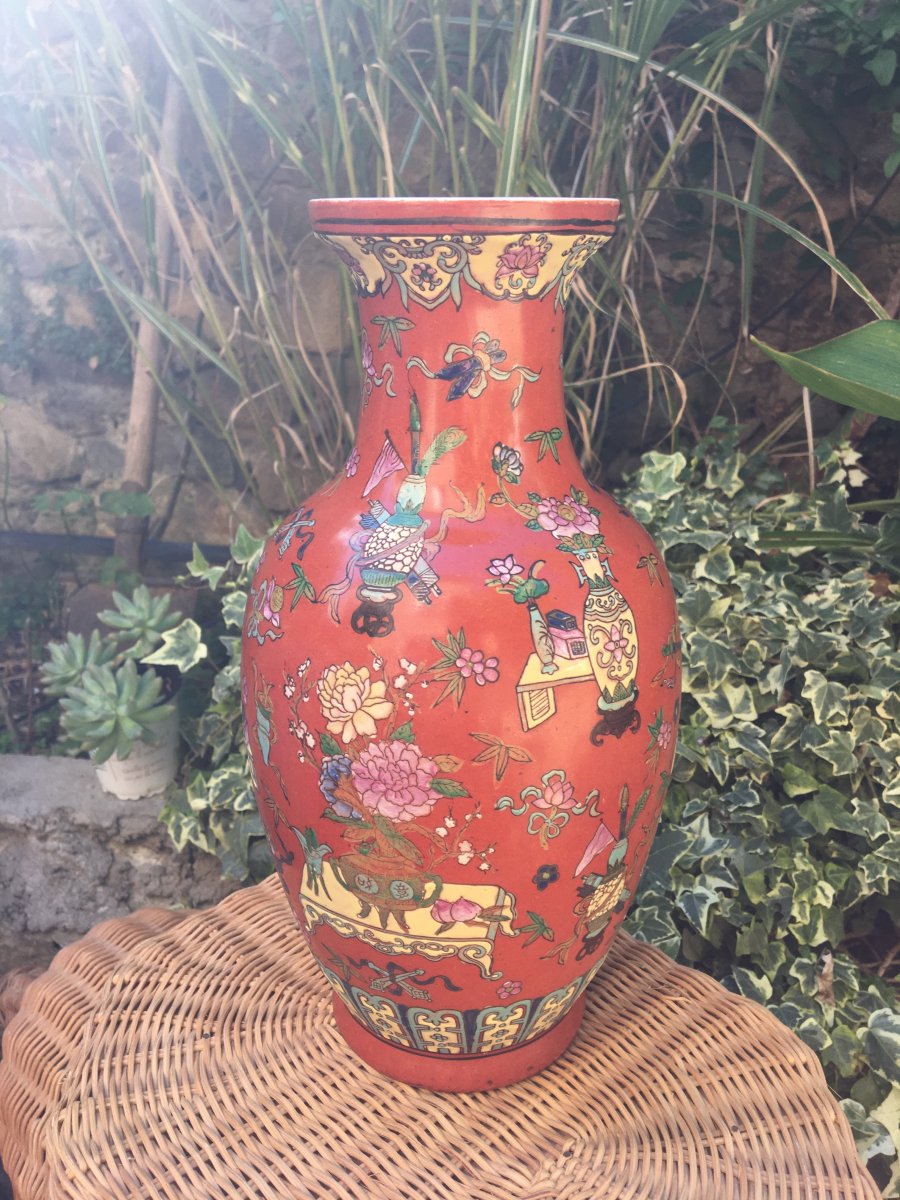Vase Fond Corail, Chine
