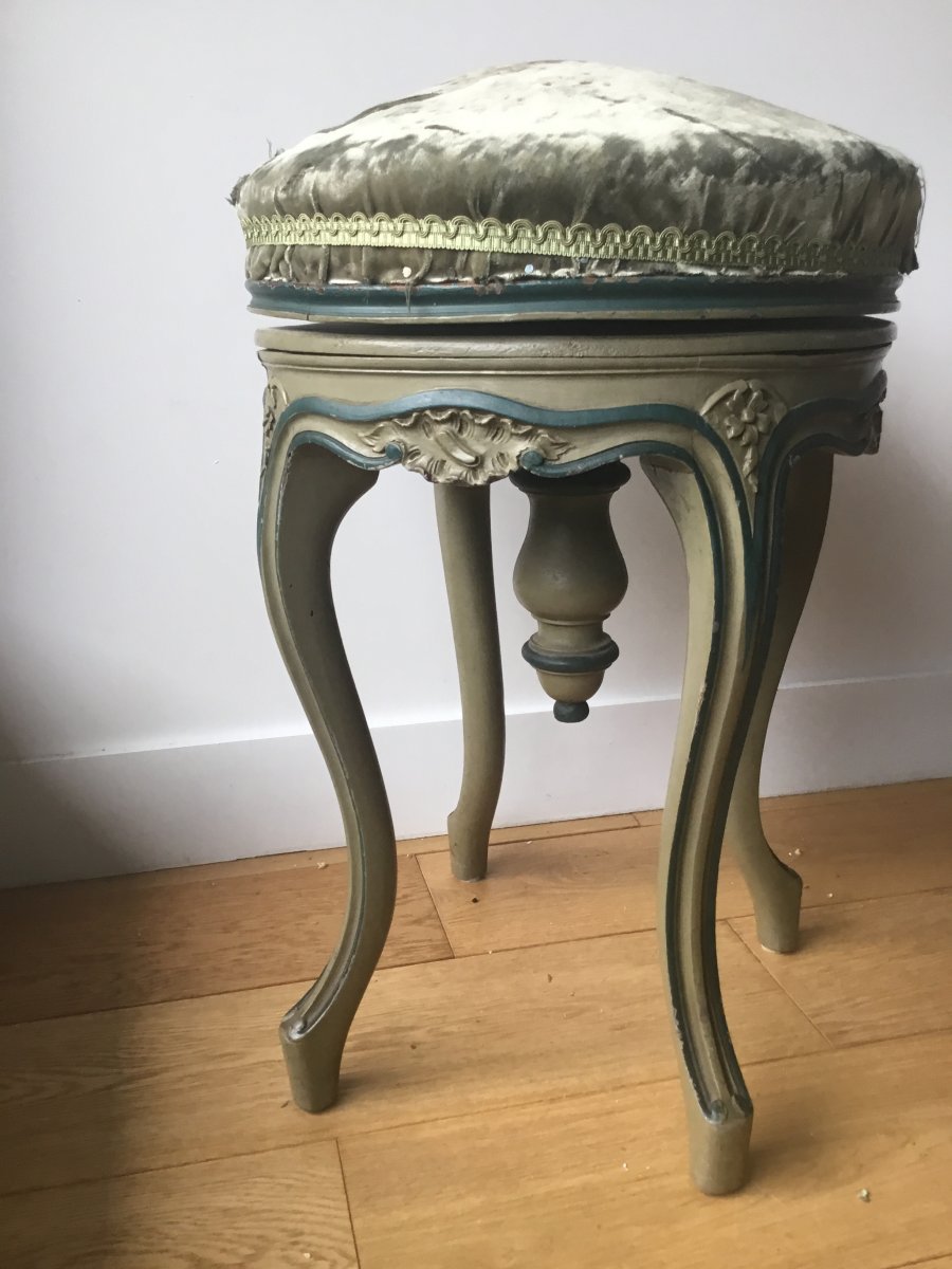 Tabouret De Piano Laqué De Style Louis XVI-photo-2