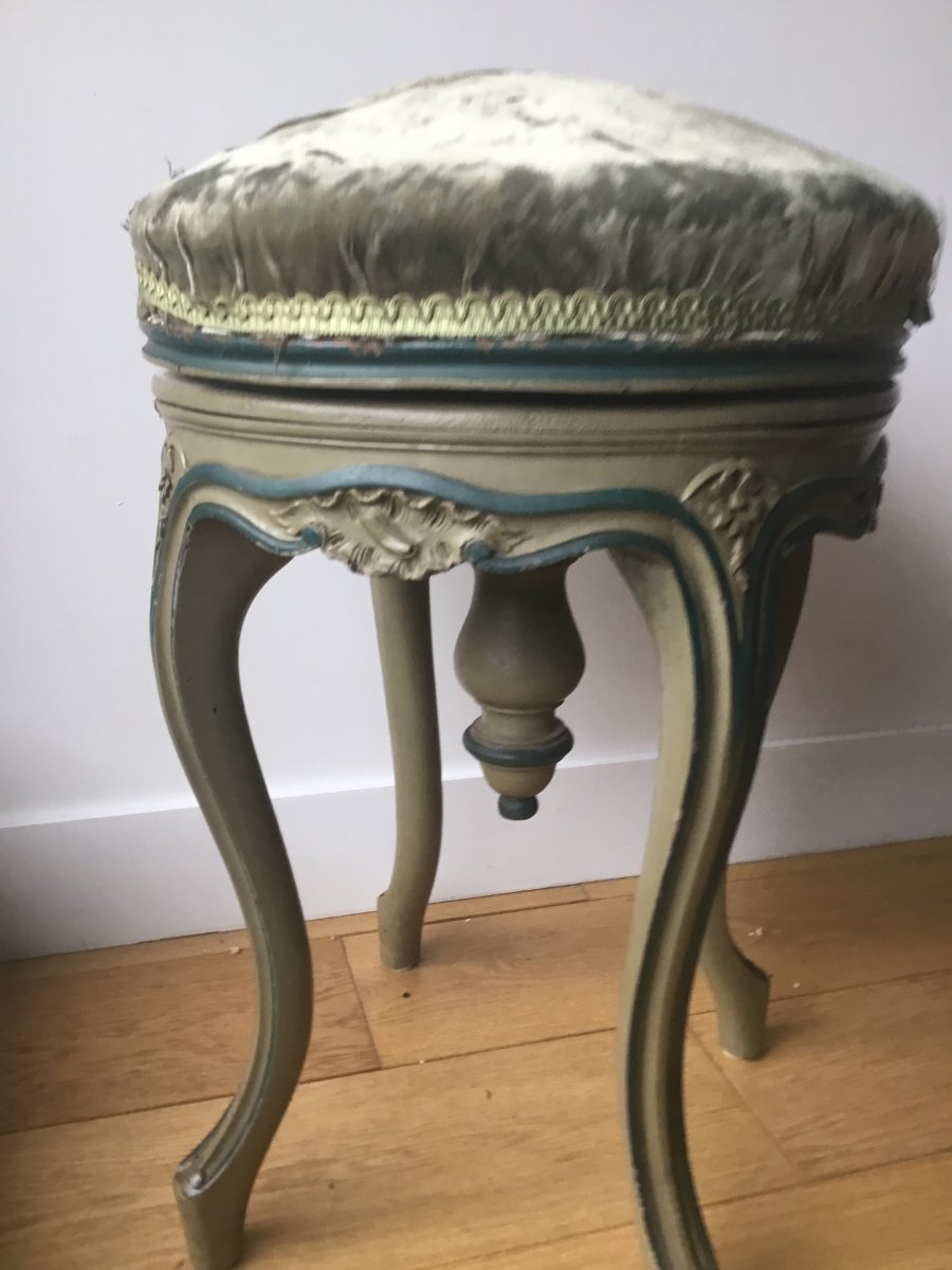 Tabouret De Piano Laqué De Style Louis XVI-photo-4