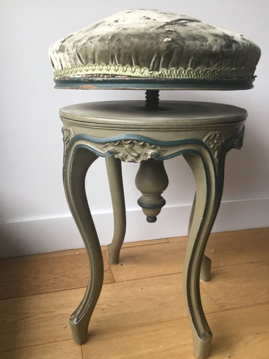 Tabouret De Piano Laqué De Style Louis XVI-photo-4