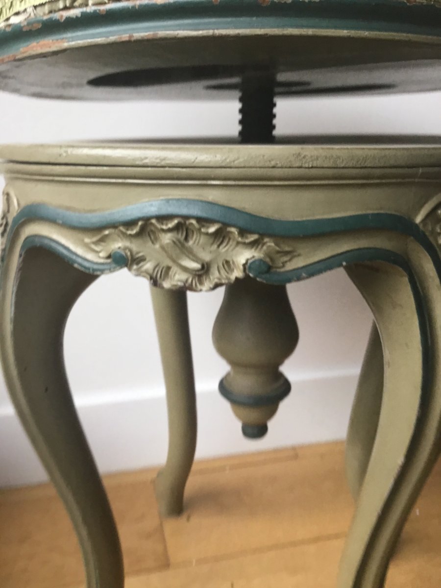 Tabouret De Piano Laqué De Style Louis XVI-photo-7