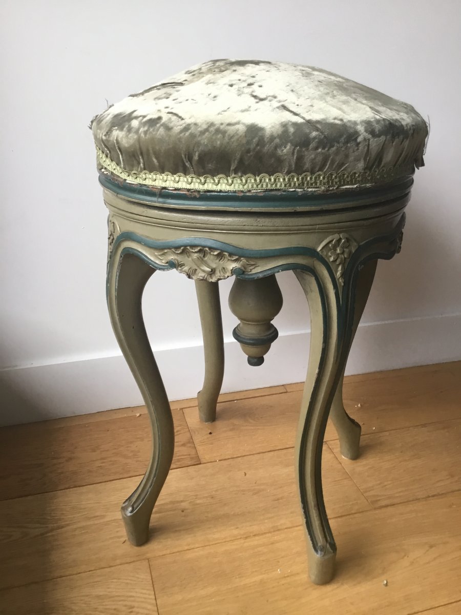 Tabouret De Piano Laqué De Style Louis XVI