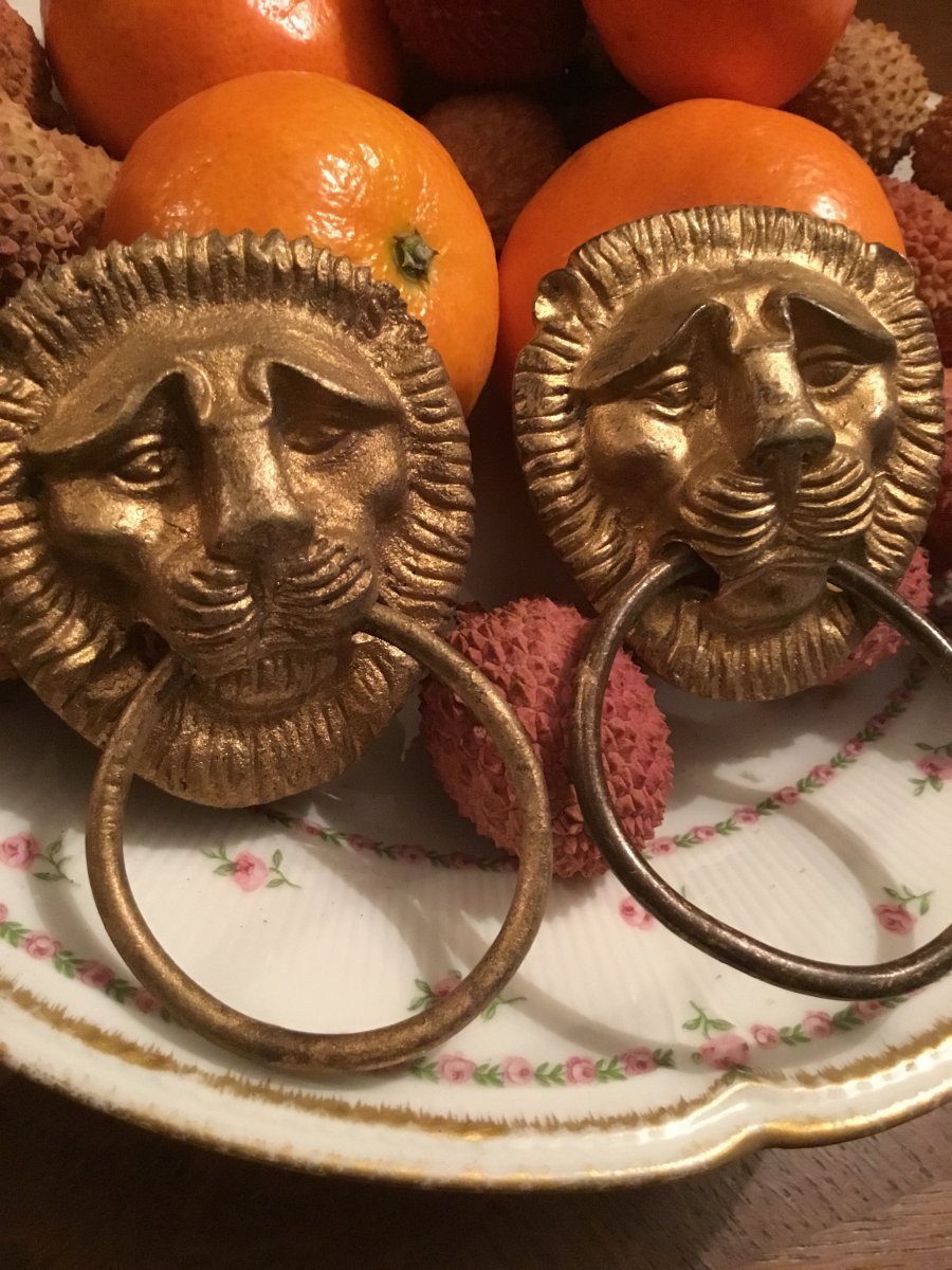 Gilt Bronze Lions Pull Handles, Restoration-photo-4