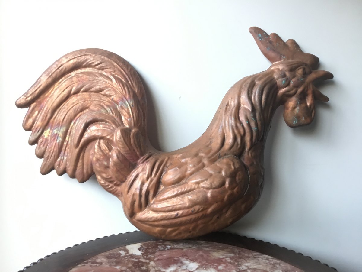 Folk Art, Decorative Copper Rooster-photo-4