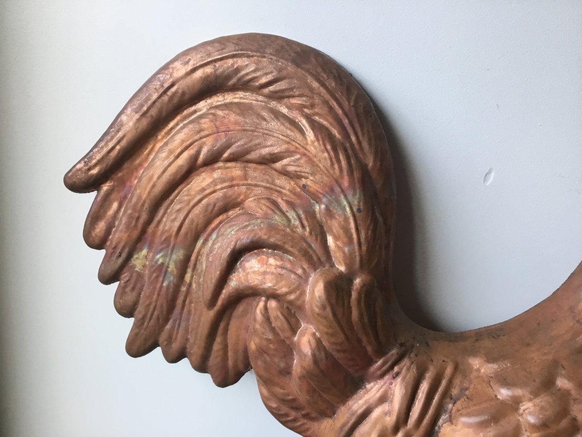 Folk Art, Decorative Copper Rooster-photo-3