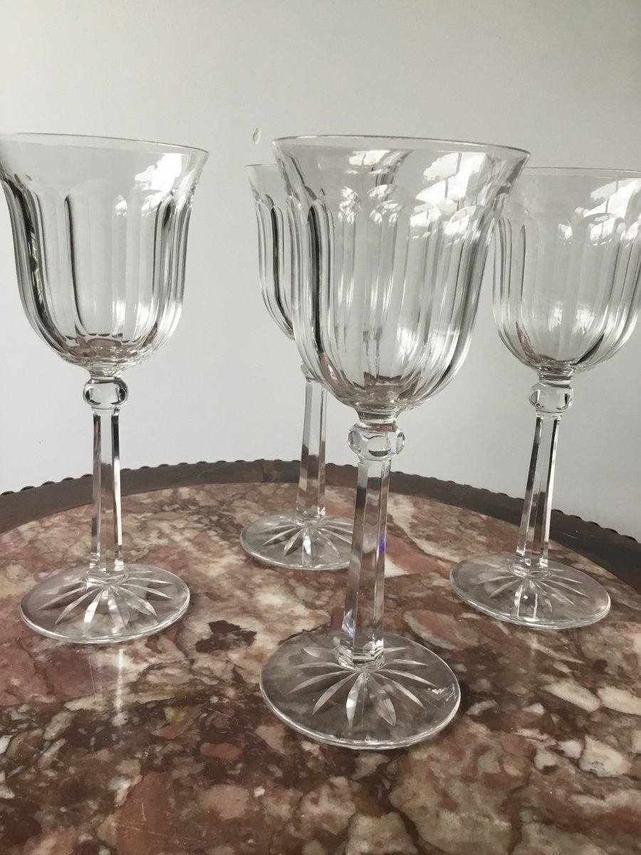 Suite De 4 Verres à eau En Cristal , Prob Baccarat , Début XXème -photo-4