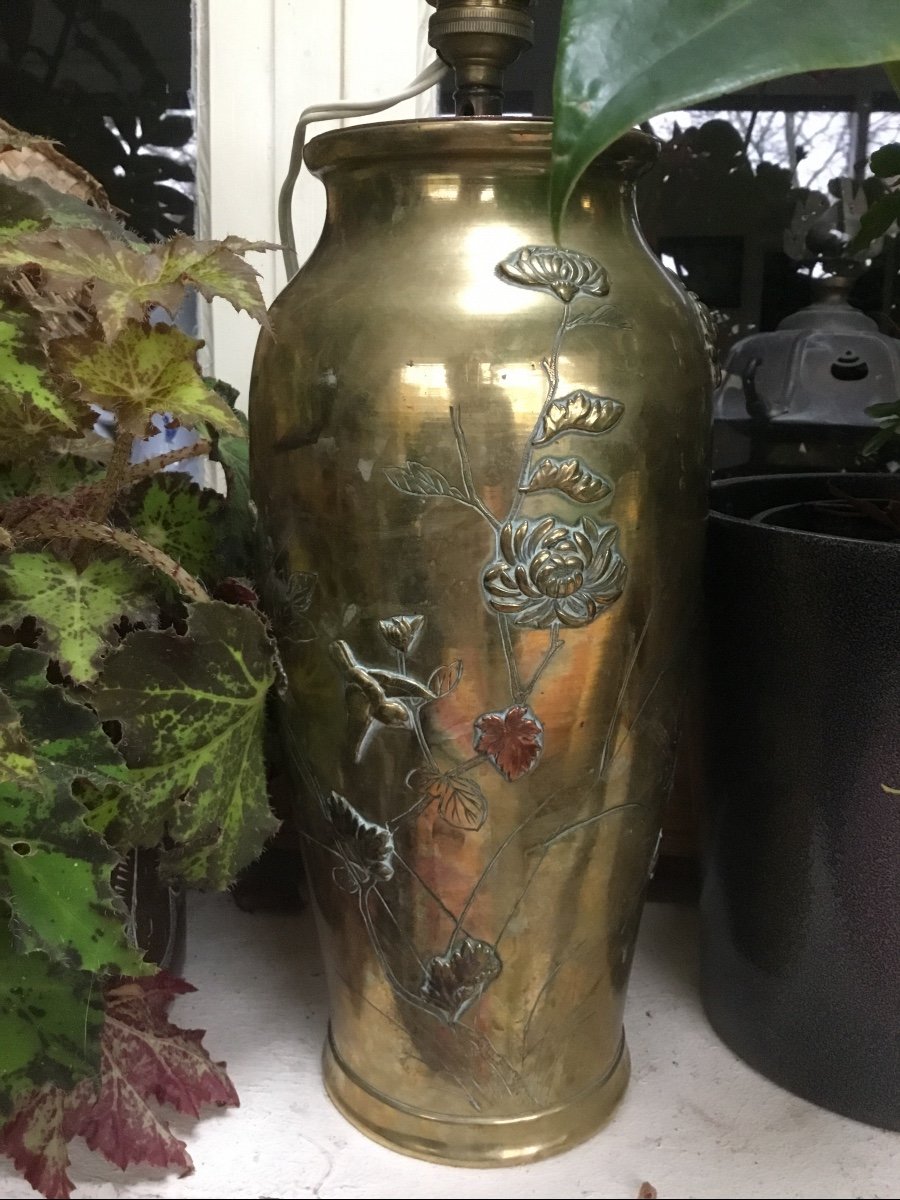 Japan - Meiji Period Large Bronze Vase With 3 Patinas-photo-3