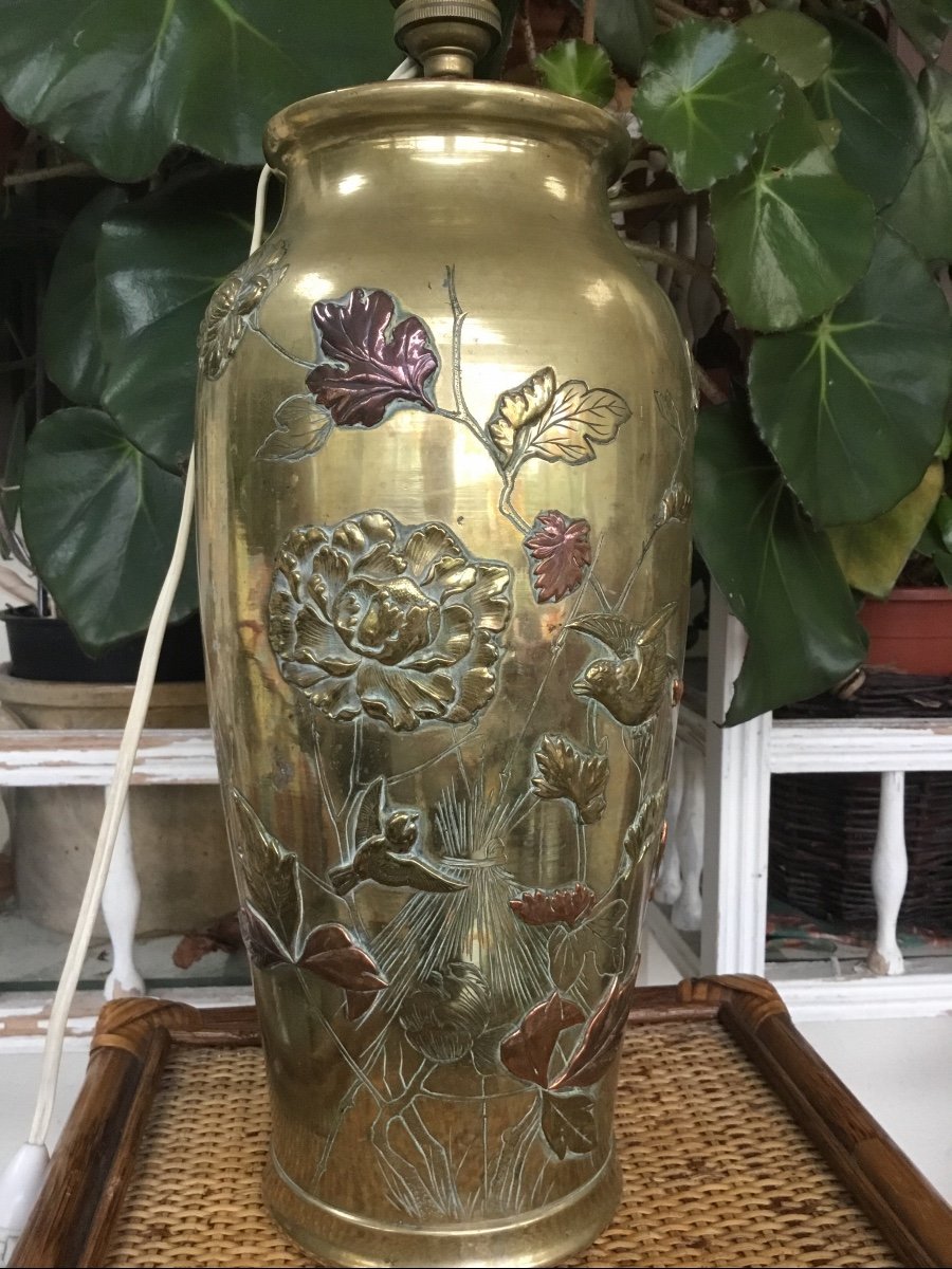 Japan - Meiji Period Large Bronze Vase With 3 Patinas-photo-4