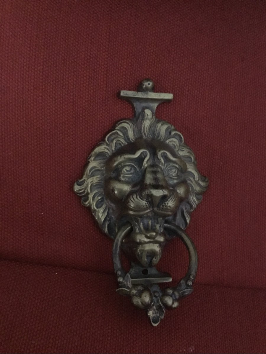 Bronze D’ameublement , Poignée De Tirage Au Mufle De Lion-photo-3