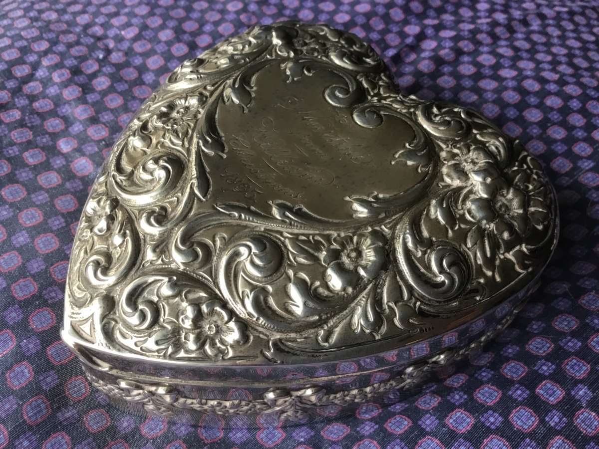 19th Century Silver Heart Box-photo-3
