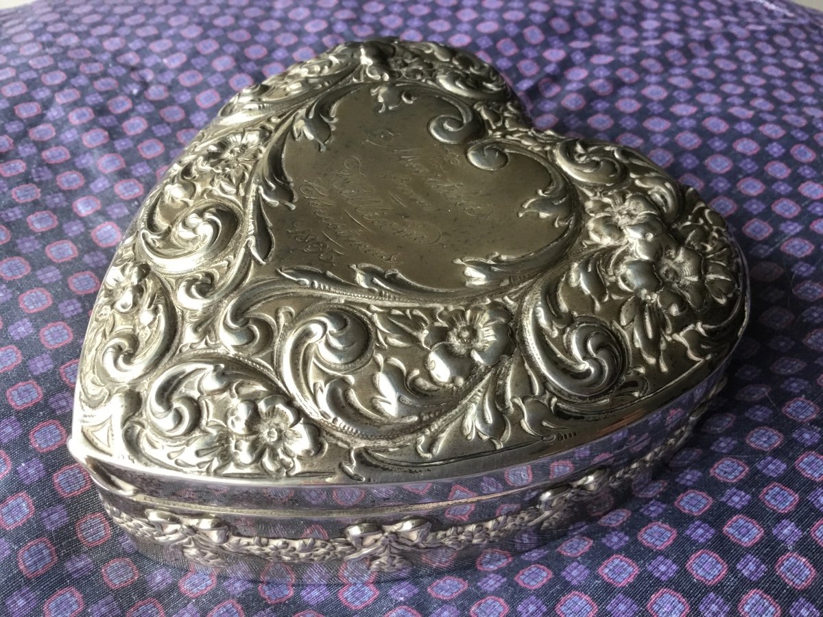 19th Century Silver Heart Box-photo-4