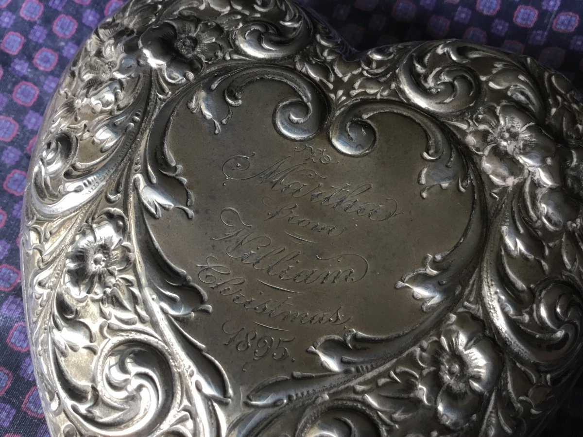 19th Century Silver Heart Box-photo-4