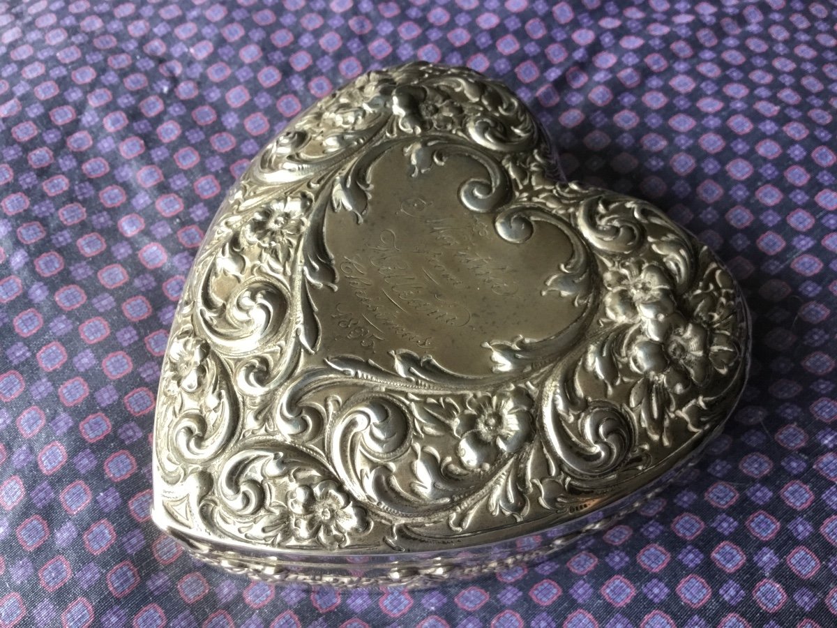 19th Century Silver Heart Box-photo-5