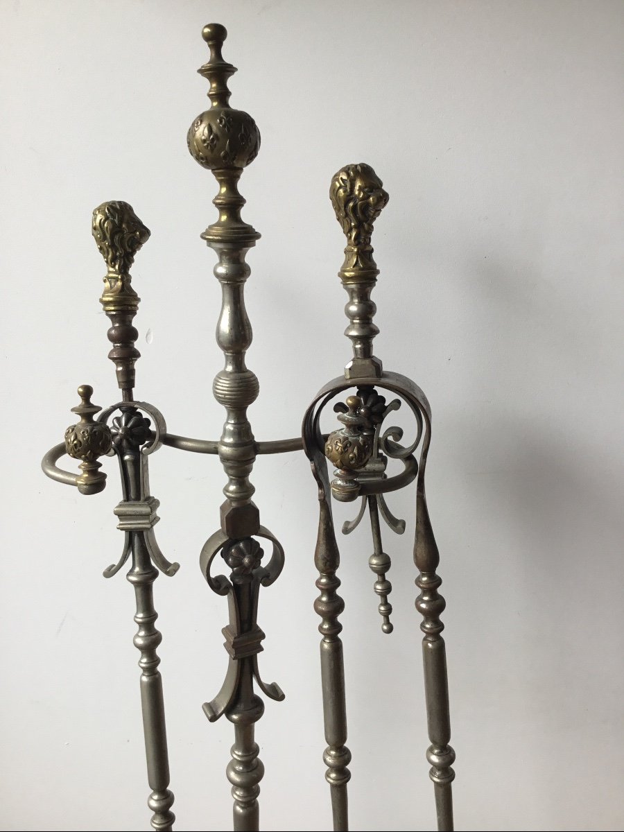19th Century Iron And Bronze Fireplace Servant-photo-4