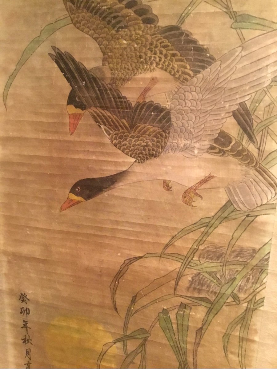 Peinture Sur Rouleau Décor D’oies Sauvages - Chine