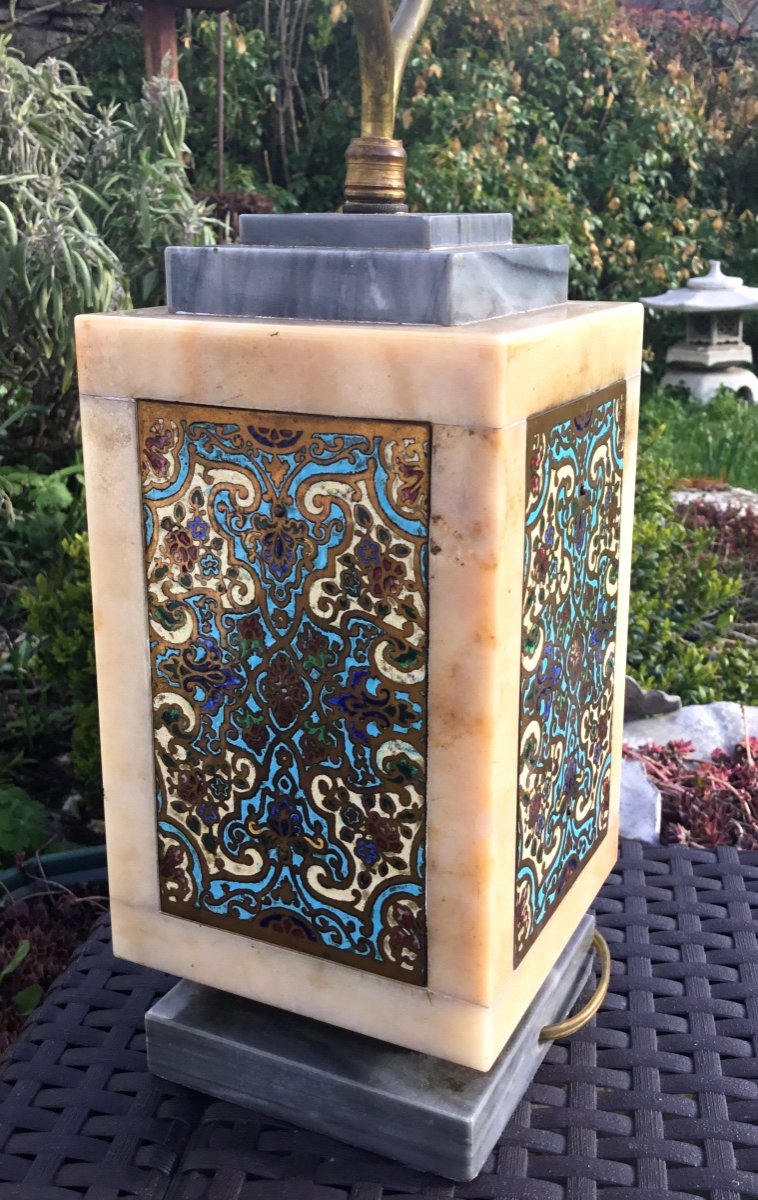 Marble And Cloisonné Enamel Lamp, Art Deco