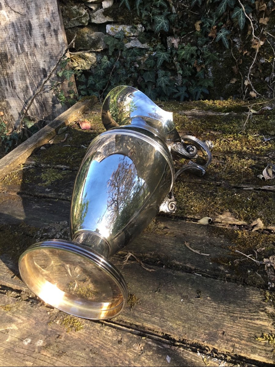 Large Ewer In Silver Metal Restoration Style-photo-6